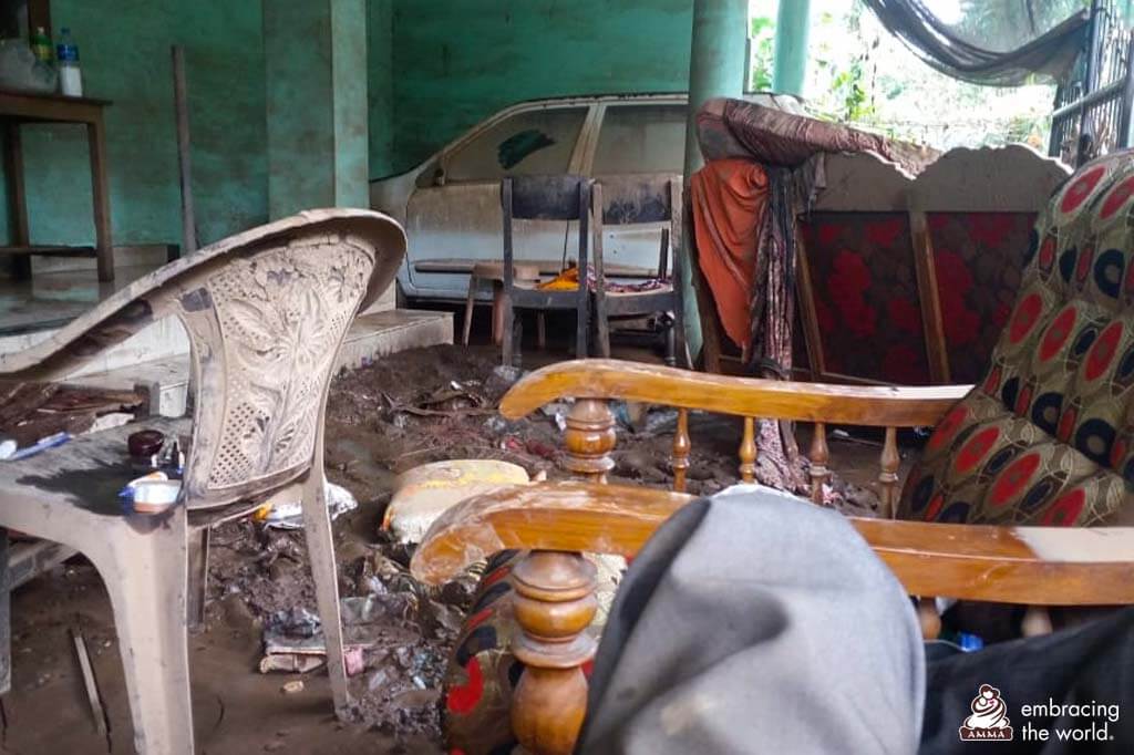 Von Hochwasser zerstörtes Haus in Kerala
